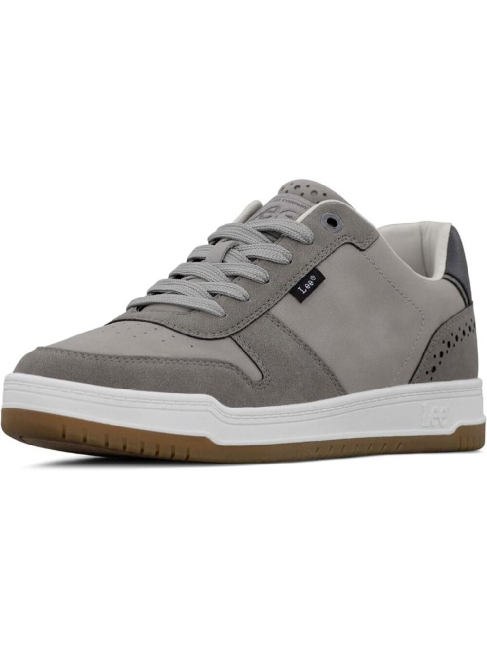 Lee Men's Smokey Dark Grey Moc Toe Imported Lace Up Specter Court Sneakers Shoes